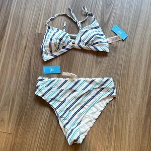 Cupshe Striped Bikini in Blue and White